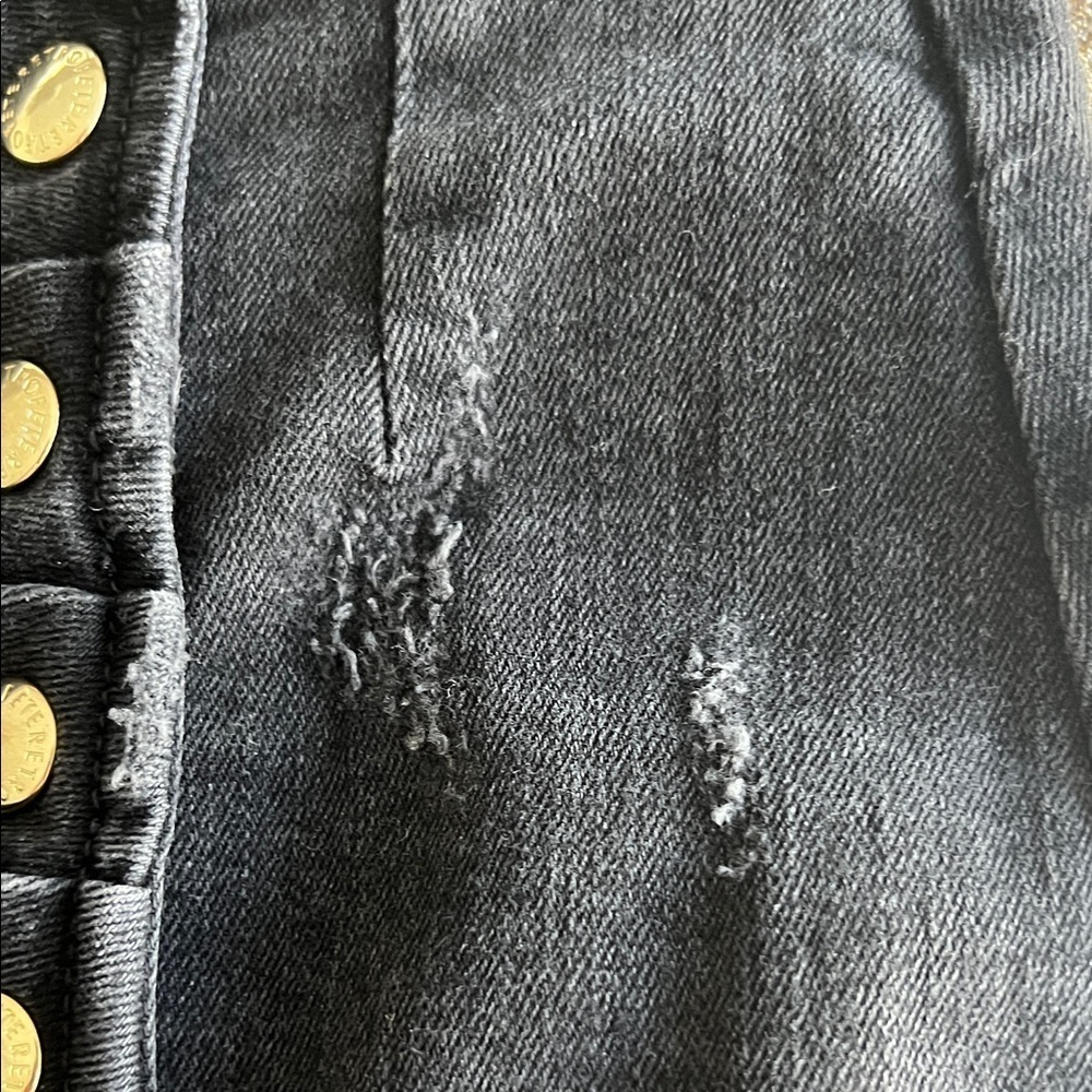 Retrofete Black Button Front Denim Mini Skirt XS NWOT - Picture 4 of 9